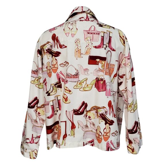 The Cat's Pajamas Novelty Print Top Shoes & Handbags Motif 100% Cotton Size S - Picture 4 of 12